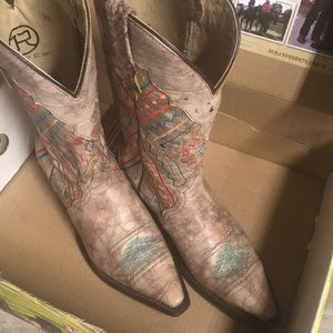 Leather Boots opper & Turquoise